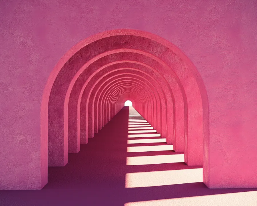 Minimalist pink architectural arches