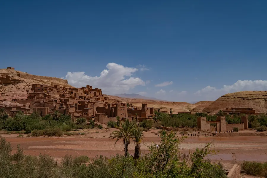 Clay towers and battlements of Taourirt Kasbah in Ouarzazate