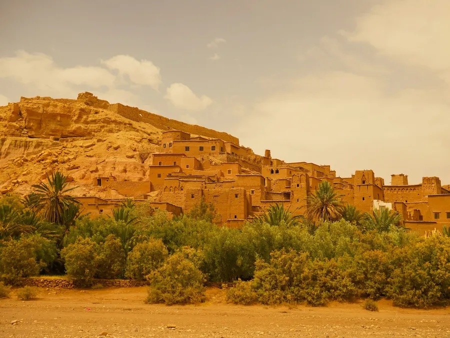 Earthen mudbrick towers and village walls of Ait Ben Haddou