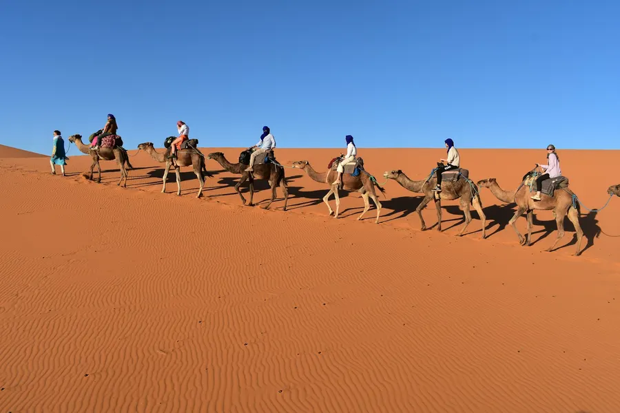 Traditional Berber nomad family dwelling in the desert plains near Merzouga